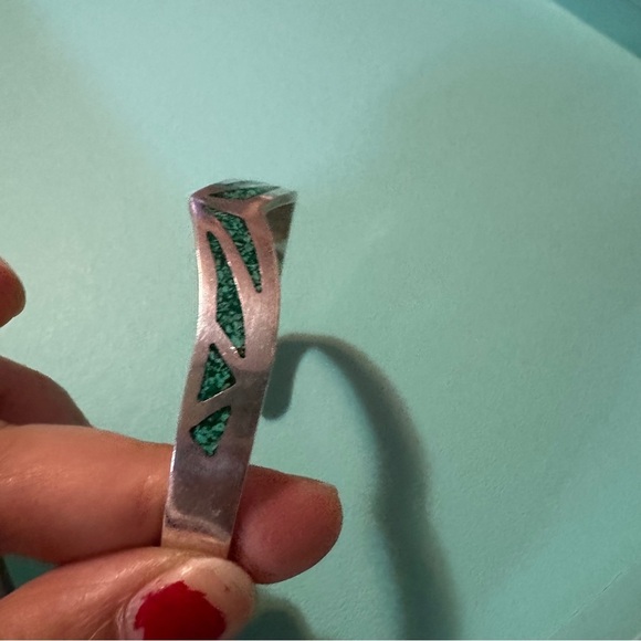 #18 STERLING TJ-67 INLAID TURQUOISE STONES CUFF BRACELET 925 MEXICO - Picture 13 of 16